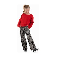 Denokids Leopar Desenli Kız Çocuk Gabardin Pantolon Renkli Denokids Leopar Desenli Kız Çocuk Gabardin Pantolon Renkli