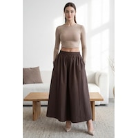 Madmext Kahverengi Beli Lastikli Midi Boy Kadın Etek Mg2616 Kahverengi Madmext Kahverengi Beli Lastikli Midi Boy Kadın Etek Mg2616 Kahverengi