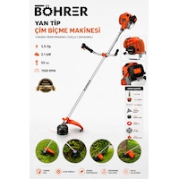 Böhrer Ba011341 55cc 3.5 Hp Benzinli Yan Tip Motorlu Tırpan Çim Biçme Makinesi Full Set Canavar Başlık Misina Kafa 40t Disk Böhrer Ba011341 55cc 3.5 Hp Benzinli Yan Tip Motorlu Tırpan Çim Biçme Makinesi Full Set Canavar Başlık Misina Kafa 40t Disk