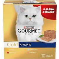 Gourmet Gold Kıyılmış Tavuk-sığır-ton-somon Kedi Konservesi 8 X 85 Gr 8 Al 6 Öde Gourmet Gold Kıyılmış Tavuk-sığır-ton-somon Kedi Konservesi 8 X 85 Gr 8 Al 6 Öde