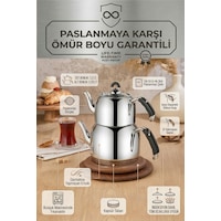 Özkent Lotus Orta Boy Paslanmaz Çelik Çaydanlık 3,45 Lt 1,2+2,25lt Süzgeçli