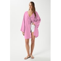 Ritnice Kadın Sandra %100 Pamuk Müslin Bağcıklı Pembe Kimono Pembe Ritnice Kadın Sandra %100 Pamuk Müslin Bağcıklı Pembe Kimono Pembe