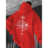 Uyguntarz Unisex Yon Gosteren Pusula Baskılı Oversize Sweatshirt Kırmızı Uyguntarz Unisex Yon Gosteren Pusula Baskılı Oversize Sweatshirt Kırmızı