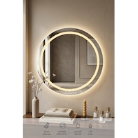 60 Cm Kumlamalı Led Ayna, Banyo, Antre, Salon, Dekoratif Gün Işığı Duvar Aynası 60 Cm Kumlamalı Led Ayna, Banyo, Antre, Salon, Dekoratif Gün Işığı Duvar Aynası