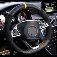 Chevrolet Captiva Direksiyon Kılıfı Alkantra-Karbon Sarı Yüzüklü Chevrolet Captiva Direksiyon Kılıfı Alkantra-Karbon Sarı Yüzüklü