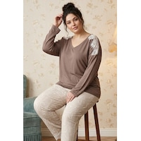 Siyah İnci Vizon Büyük Beden Battal Boy Viskon Örme Pijama Takım 26224852 Siyah İnci Vizon Büyük Beden Battal Boy Viskon Örme Pijama Takım 26224852