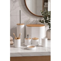 Porsima 4531 8 Parça Banyo Seti - Bambu Kapaklı Çöp Kovası, Sabunluk, Diş Fırçalığı Ve Wc Fırçası Beyaz Porsima 4531 8 Parça Banyo Seti - Bambu Kapaklı Çöp Kovası, Sabunluk, Diş Fırçalığı Ve Wc Fırçası Beyaz
