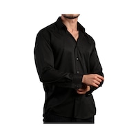 Dicotto Siyah Büyük Beden Rahat Kesim Micro Kumaş Kol Düğmeli Regular Fit Erkek Gömlek - 190-6 001 Dicotto Siyah Büyük Beden Rahat Kesim Micro Kumaş Kol Düğmeli Regular Fit Erkek Gömlek - 190-6 001