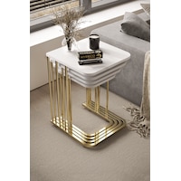 4'lü Zigon Sehpa Gold Ayak Beyaz 18 Mm Mdf 4'lü Zigon Sehpa Gold Ayak Beyaz 18 Mm Mdf