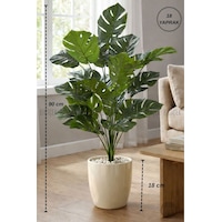 Biçiçek Yapay Monstera Deve Tabani 60 Cm Krem Yakut Saksıda Biçiçek Yapay Monstera Deve Tabani 60 Cm Krem Yakut Saksıda