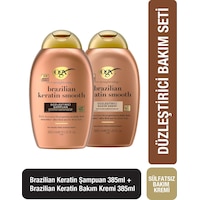 OGX Brazilian Keratin Smooth Düzleştirici Sülfatsız Şampuan 385 ml + Saç Bakım Kremi 385 ml