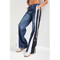 it's basic Kadın Kot Rengi Parçalı Kumaş Bol Kesim Özel Tasarım Denim Jean Mavi it's basic Kadın Kot Rengi Parçalı Kumaş Bol Kesim Özel Tasarım Denim Jean Mavi