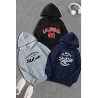 3'lu Paket Baskılı Oversize Sweatshirt Gri 3'lu Paket Baskılı Oversize Sweatshirt Gri
