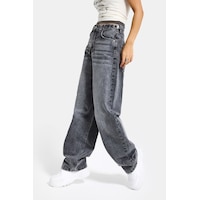 it's basic Kadın Füme 4s6-13 Baggy Fit Bol Kesim %100 Koton Denim Jean it's basic Kadın Füme 4s6-13 Baggy Fit Bol Kesim %100 Koton Denim Jean