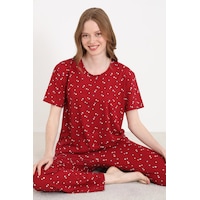 Elitol Bamboo Örme Desenli Kadın Pijama Takımı Desenli-5 Elitol Bamboo Örme Desenli Kadın Pijama Takımı Desenli-5