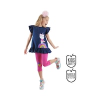 Denokids Lacivert Pembe Unicorn Kedi Fırfırlı Kız Çocuk Yazlık T-shirt Tayt Takım Denokids Lacivert Pembe Unicorn Kedi Fırfırlı Kız Çocuk Yazlık T-shirt Tayt Takım