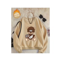 Herkesemoda The Best Bear Baskı Detaylı Bisiklet Yaka Sweatshirt Bej Herkesemoda The Best Bear Baskı Detaylı Bisiklet Yaka Sweatshirt Bej