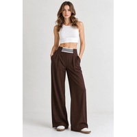 Mevese Kadın Beli Lastikli Rahat Kesim Çizgili Pileli Geniş Paça Pantolon - Acı Kahve Acı Kahverengi Mevese Kadın Beli Lastikli Rahat Kesim Çizgili Pileli Geniş Paça Pantolon - Acı Kahve Acı Kahverengi