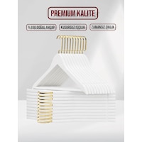 Beyaz Ahşap Gold Lama Kancalı Elbise Pantolon Askısı 10 Adet Beyaz Beyaz Ahşap Gold Lama Kancalı Elbise Pantolon Askısı 10 Adet Beyaz