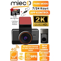 Mieco G4 2K QHD / GPS / 4G / Wifi / 140° Geniş Açı / Gece Görüşü / Ön + Arka Kamera / Sim Kartlı Araç Kamerası (2025) + Hafıza Kartı ve Park Kiti Mieco G4 2K QHD / GPS / 4G / Wifi / 140° Geniş Açı / Gece Görüşü / Ön + Arka Kamera / Sim Kartlı Araç Kamerası (2025) + Hafıza Kartı ve Park Kiti