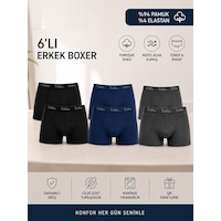 Tutku 0114 Erkek Likralı Boxer 6'lı Paket Siyah - Lacivert - Füme Tutku 0114 Erkek Likralı Boxer 6'lı Paket Siyah - Lacivert - Füme