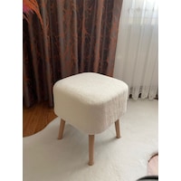 Kare Kesim Ahşap Ayaklı Teddy Kumaş Dekoratif Beyaz Renk Puf Kare Kesim Ahşap Ayaklı Teddy Kumaş Dekoratif Beyaz Renk Puf