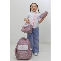 Kız Çocuk Okul Çantası 3lü Set Pudra Desenli Parlak Kapaklı İlkokul Çanta Seti Pembe Kız Çocuk Okul Çantası 3lü Set Pudra Desenli Parlak Kapaklı İlkokul Çanta Seti Pembe