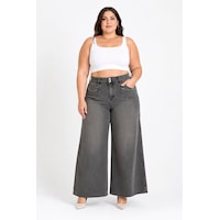 Zanessi Büyük Beden Denim Taşlı Yüksek Bel Ön Cep Detaylı Taşlı Bol Paça Kadın Pantolon Haki Zanessi Büyük Beden Denim Taşlı Yüksek Bel Ön Cep Detaylı Taşlı Bol Paça Kadın Pantolon Haki