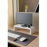 Ergonomik Masaüstü Monitör Yükseltici Ve Klavye Saklama Standı - Masa Üstü Düzenleyici Raf 45x20x11 Cm Beyaz Ergonomik Masaüstü Monitör Yükseltici Ve Klavye Saklama Standı - Masa Üstü Düzenleyici Raf 45x20x11 Cm Beyaz