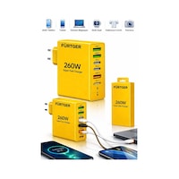 Fürtger German Frt-25w S 260w 3 Type-c + 3 Usb-a Toplam 6 Çıkışlı Süper Hızlı Şarj Aleti Fürtger German Frt-25w S 260w 3 Type-c + 3 Usb-a Toplam 6 Çıkışlı Süper Hızlı Şarj Aleti