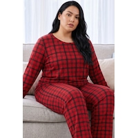 Siyah İnci Desenli Termal Kumaşlı Ultra Soft Yumuşak Büyük Beden Battal Boy Örme Pijama Takımı 26226715 Kırmızı Siyah İnci Desenli Termal Kumaşlı Ultra Soft Yumuşak Büyük Beden Battal Boy Örme Pijama Takımı 26226715 Kırmızı