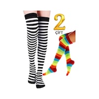 Kral Socks Kadın Dizüstü Çorap 2 Çift Düz Çizgili Pamuklu Dizüstü Siyah Kral Socks Kadın Dizüstü Çorap 2 Çift Düz Çizgili Pamuklu Dizüstü Siyah