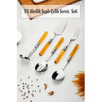 5 Parça Platin Servis Seti & Servis Sunum Seti Amber Kepçe / Kevgir / Sıpatula / Çatal / Kaşık Çok Renkli 5 Parça Platin Servis Seti & Servis Sunum Seti Amber Kepçe / Kevgir / Sıpatula / Çatal / Kaşık Çok Renkli
