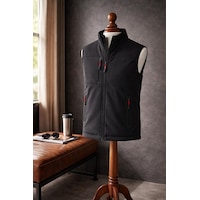 Vatan Tekstil Dik Yaka Slim Fit 3 Cepli Softshell Erkek Yelek Su İtici Kumaş Siyah Vatan Tekstil Dik Yaka Slim Fit 3 Cepli Softshell Erkek Yelek Su İtici Kumaş Siyah