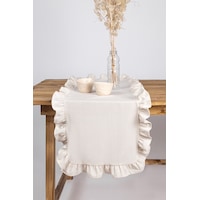 Wellstil Rufle Fırfırlı Keten Runner 40 x 110 CM Wellstil Rufle Fırfırlı Keten Runner 40 x 110 CM