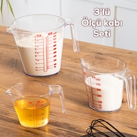 Porsima 3lü Şeffaf Plastik Ölçek Kabı - Beher Mutfak Ölçü Kabı 250ml-500ml-1000ml Porsima 3lü Şeffaf Plastik Ölçek Kabı - Beher Mutfak Ölçü Kabı 250ml-500ml-1000ml
