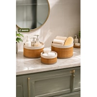 Porsima Pbt-598 3lü Hasır Sepet Kapaklı Yuvarlak Bambu Sepet Seti Dekoratif Banyo Mutfak Düzenleyici Organizeri Porsima Pbt-598 3lü Hasır Sepet Kapaklı Yuvarlak Bambu Sepet Seti Dekoratif Banyo Mutfak Düzenleyici Organizeri