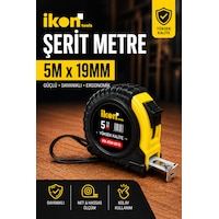 İkon Tools Şerit Metre 5m X 19mm Profesyonel Ölçü Metresi Dayanıklı Gövde Kilitli Mekanizma Hassas Ölçüm 5 M İkon Tools Şerit Metre 5m X 19mm Profesyonel Ölçü Metresi Dayanıklı Gövde Kilitli Mekanizma Hassas Ölçüm 5 M