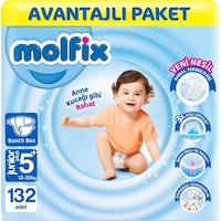 Molfix Bebek Bezi 5+ Beden Jr Plus Avantajlı Paket 132 Adet Molfix Bebek Bezi 5+ Beden Jr Plus Avantajlı Paket 132 Adet