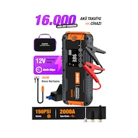 Auhma A9955 16000mah Araç Akü Takviye Cihazı Ve Hava Kompresörü 150 Psı Dijital Şarjlı Oto Lastik Auhma A9955 16000mah Araç Akü Takviye Cihazı Ve Hava Kompresörü 150 Psı Dijital Şarjlı Oto Lastik