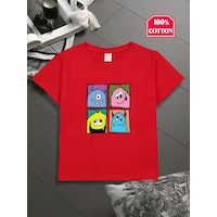 Uyguntarz Çocuk Canavarlar Baskılı Tasarım Tshirt Kırmızı Uyguntarz Çocuk Canavarlar Baskılı Tasarım Tshirt Kırmızı