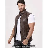 Nyc Giyim Tekstil & Deri Uzun Hakim Yaka Regular Fit Hakiki Deri Yelek Kahverengi Nyc Giyim Tekstil & Deri Uzun Hakim Yaka Regular Fit Hakiki Deri Yelek Kahverengi