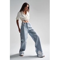 it's basic Kadın Snow Kot Rengi 4s5-3 Parlak Taşlı Dantelli Orta Bel %100 Koton Tasarım Denim Jean Kot Mavi it's basic Kadın Snow Kot Rengi 4s5-3 Parlak Taşlı Dantelli Orta Bel %100 Koton Tasarım Denim Jean Kot Mavi