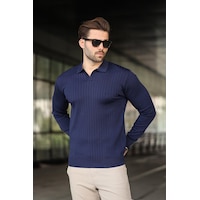Madmext Lacivert Polo Yaka Çizgili Uzun Kollu Kazak 7239 Lacivert Madmext Lacivert Polo Yaka Çizgili Uzun Kollu Kazak 7239 Lacivert