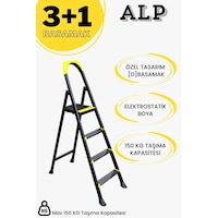 Alp Siyah 3+1 Metal Basamaklı Katlanabilir Merdiven 3+1 Alp Siyah 3+1 Metal Basamaklı Katlanabilir Merdiven 3+1