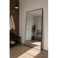 Effe Siyah Metal Çerçeveli 180x100 Cm Ayaklı Boy Aynası Effe Siyah Metal Çerçeveli 180x100 Cm Ayaklı Boy Aynası