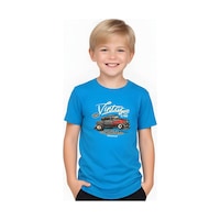 Fyk Kids Erkek Çocuk Yuvarlak Yaka İntage Car Baskılı T-shirt Mavi Fyk Kids Erkek Çocuk Yuvarlak Yaka İntage Car Baskılı T-shirt Mavi
