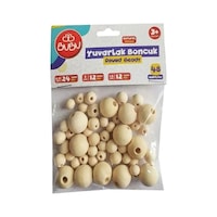 Bubu Yuvarlak Ahşap Boncuk Karışık 48li - 2 Paket