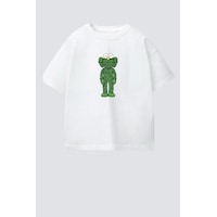 Monila Erkek Çocuk Pamuklu Bisiklet Yaka Baskılı T-shirt Yeşil - Beyaz Monila Erkek Çocuk Pamuklu Bisiklet Yaka Baskılı T-shirt Yeşil - Beyaz