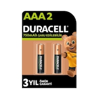 Duracell AAA 750 mAh 1.2 V Şarj Edilebilir İnce Kalem Pil 2'li Paket - HR03 / DC2400 Duracell AAA 750 mAh 1.2 V Şarj Edilebilir İnce Kalem Pil 2'li Paket - HR03 / DC2400